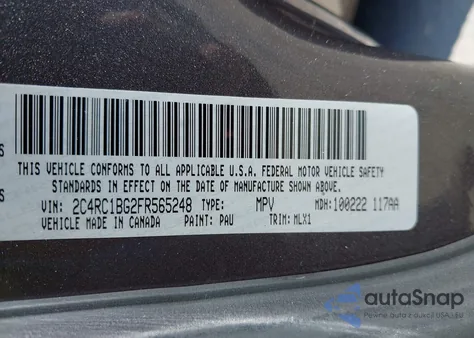 2015 Chrysler Town & Country Touring from USA, damaged, VIN 2C4RC1BG2FR565248